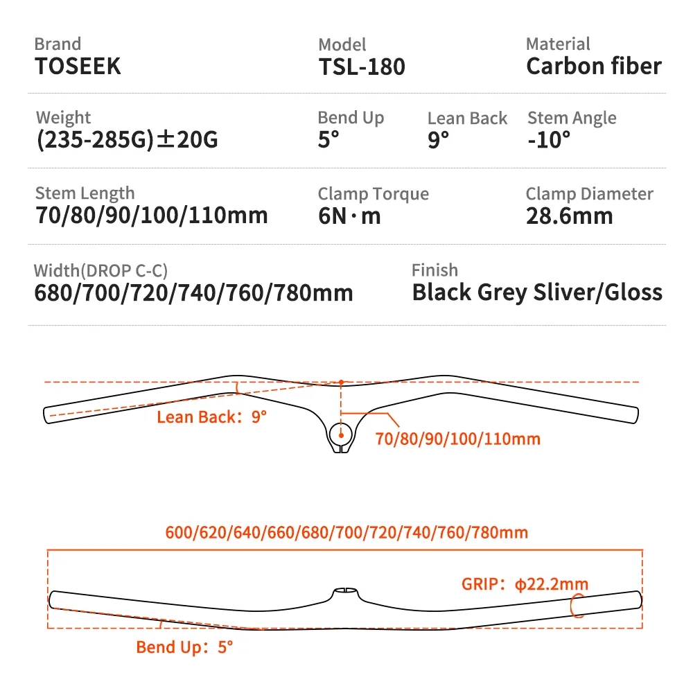 TOSEEK T800 Carbon Handlebars  - огляд і ціна Mountain Biking Xc